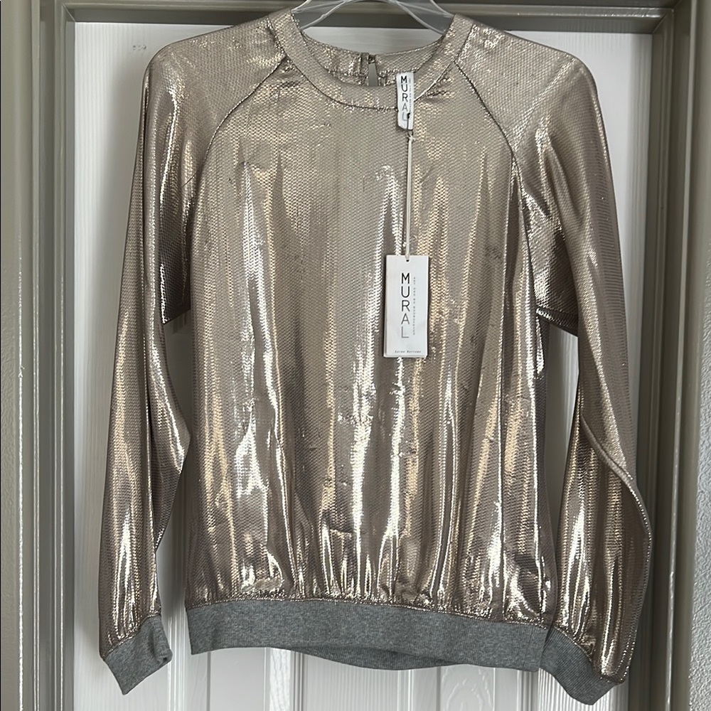 Mural Metallic Long Sleeve Top